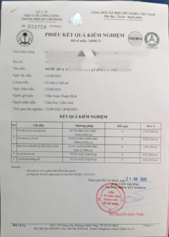 phiếu kết quả xét nghiệm nước bồn rửa tay phẫu thuật